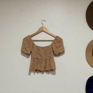 Chic Tan Puff Sleeve Blouse